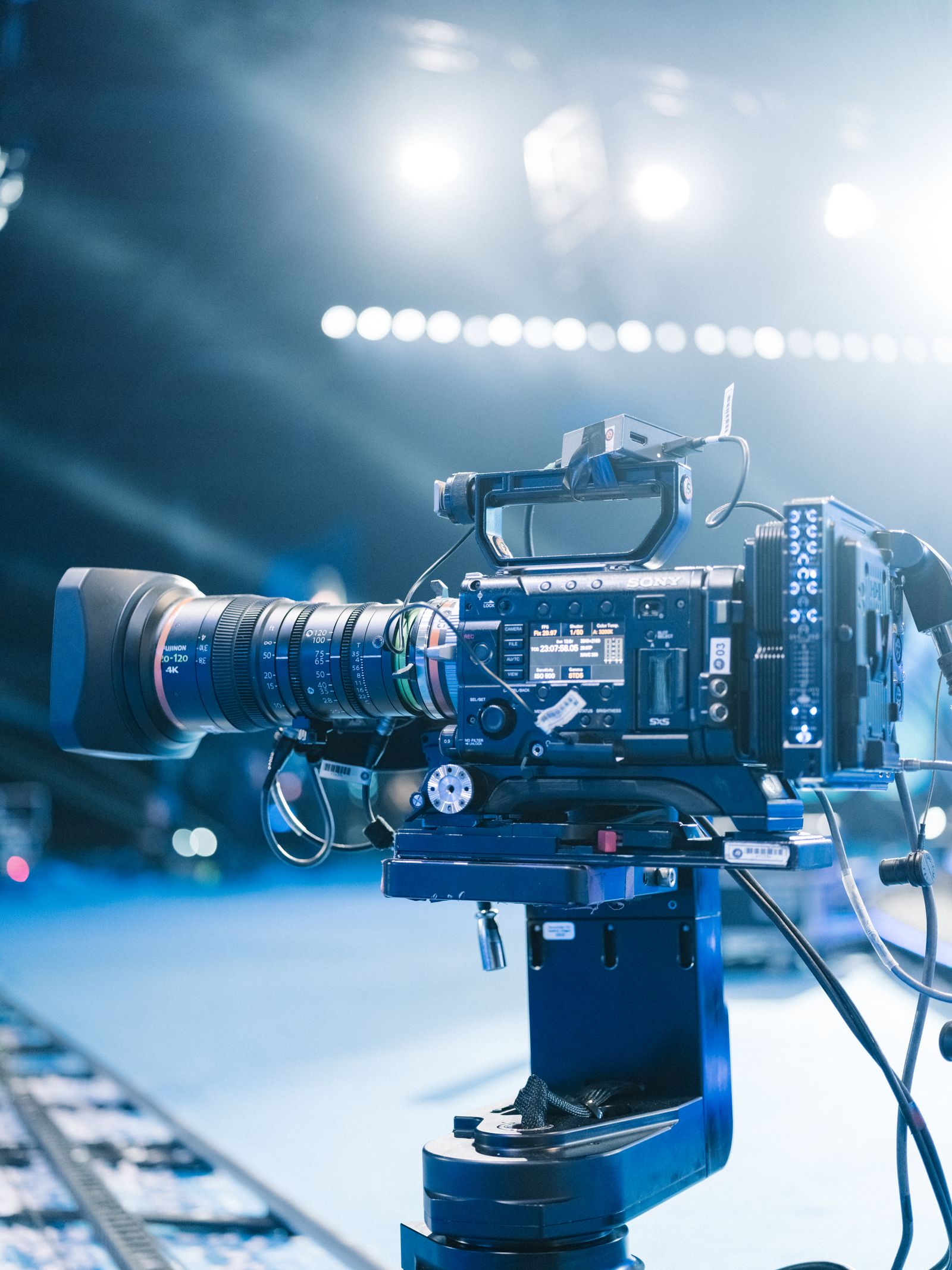 Illustrative photo of a professional video camera on a set